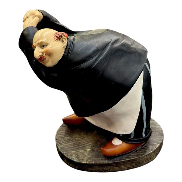 7in Resin Chubby Waiter Wine Bottle Holder Figurine Kitchen Bar Decor - Picture 3 of 10